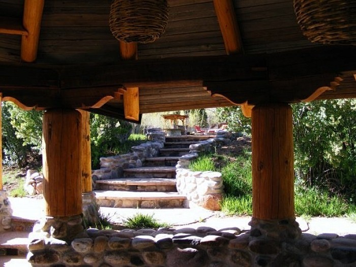 Gazebo and river rock