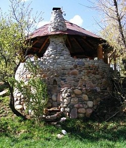 River rock gazebo