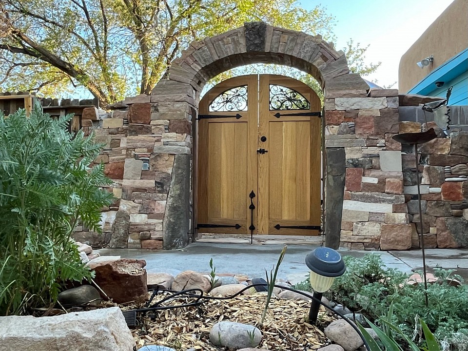 Stone arch entrance. Inside view